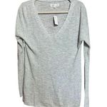 Lou & grey by LOFT Tunic Top Womens Medium Gray Marled Stretch V Neck Blouse Photo 0