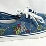 Sebastino Sneakers Women's 8.5 Blue Embroidered Tennis Shoes Rackets Comfort Photo 1