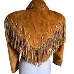Vintage Phoenix Outerwear Leather Fringe Crop Jacket Small Tan Photo 4