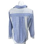 Lucky Brand  Women's Blue White Striped Colorblock Button Down Shirt Top Size M Photo 1