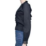 Love Sam  Women’s S Black Long Sleeve Cotton Voile Ruffle Front Embroidered Top Photo 3