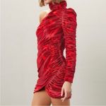 ALIETTE Red Velvet Cold Shoulder Ruched Bodycon‎ Gothic Punk Mini Dress 0 Red Photo 1