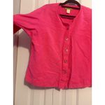 Sigrid Olsen Pink Linen Blend Button Front V-Neck Shirt Top Womens XL Photo 3