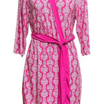 Laura Ashley  Short Robe with Belt Pink White Floral Medium Photo 0