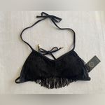 Relleciga  Women’s Tassel Bandeau Black Bikini‎ Top 
Size S Photo 2