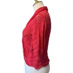 Elle  Fuchsia Pink Open-Front Knit Shrug Cardigan Sweater Silver Metallic XS Photo 2