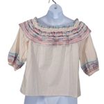 Parker Anthropologie Jenay Off-Shoulder Boho Blouse Small Pink Sugar Embroidered Photo 12