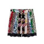 Zadig & Voltaire  Saturne mixed print silk shorts with a lace trim Size 38 Photo 1