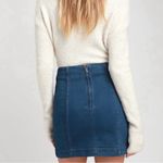 Free People Modern Femme Blue Denim Mini Skirt Dark Wash Zip Up Zipper Back Jean Photo 1