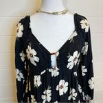 American Eagle  Outfitters Black Floral Dress BabyDoll Fairy Western Medium Photo 3