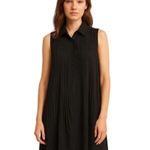 Joie  Black Pleated Flowy Fit Sleeveless Mini Shirt Dress Size Small Photo 6