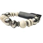 Paparazzi Beaded Stretch Mesa Marbled Maverick Bracelet Stackable White Silver Photo 2