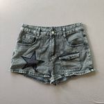 Romwe  Embroidered Star Denim Cargo Shorts Photo 4