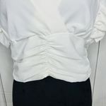 SheIn V-Neck Shirred White Sleeveless Frill Crop Top Size M Photo 1