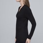 White House | Black Market WHBM Navy Ball Chain detail vneck long sleeve top sz small Photo 3