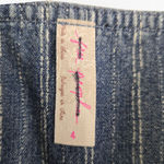 Free People Y2K Lace-Up Denim Mini Skirt Size 4 Blue Stripe Flounce Hem Boho Photo 3