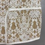 Chico's  Bonded Lace Henrietta Cardigan Jacket Faux Leather Tan White Size 2 Large Photo 3