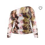 City Chic  Mesh Miranda Print Top Abstract Boho Chic Sexy Girls Night Out Photo 1