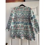 DANA SCOTT WOMEN LARGE FLORAL SWEATER PASTEL cottage vintage‎ winter white blue Photo 1