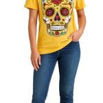 Hasta Siempre Sugar Skull Graphic Tee Yellow Medium Photo 0