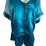 L’Intima Collection Vintage Satin Teal Sleepwear Set Size L Photo 4