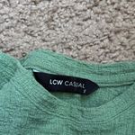 LCW Casual Crew Neck Short Sleeve Green Textured Boxy Fit Gauze Knit Short Photo 5