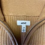 Aerie Beyond Quarter Zip Collared Pullover Sweater Knit Oversized Fade Tan Small Photo 2
