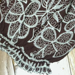 Solitaire NWOT Woman’s   Lace Overlay Floral Blouse Brown Size Small Photo 2