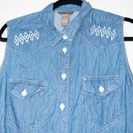 Bit & Bridle New Blue Chambray Embroidered Shirt Dress Size Medium Photo 1
