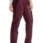 Anthropologie Joie x Faux Leather Pants Size 8 Burgundy Straight Fit High Waist Photo 5