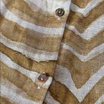 iLinen Classic Button Down Shirt Natural Zebra Size XS Tan Photo 6
