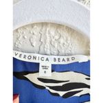 Veronica Beard  Milan Floral Print Silk V-Neck Top Blouse Blue Women's Size 6 Photo 4