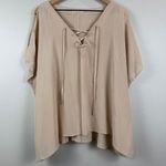 Gold Hawk 100% Silk Top Women's Large Beige Cold Shoulder Lace Photo 0