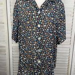 Impressions (Woman) Vintage 80's/90's Cottage Floral Button Down Blouse Navy-XL Photo 0