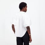 Madewell  Shirred Bubble-Sleeve Button-Up Shirt in White, Size Small Photo 3