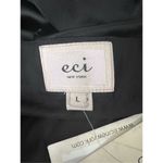 ECI  New York Black Soft Satin Rhinestone Bell-Sleeve Blouse Size L Stretch Zip Photo 6