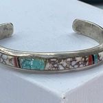 Navajo Artist Wilbur Muskett “Muskett Sterling“ Multistone thick silver cuff bra Photo 0