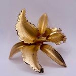 Vintage Giovanni Signed Orchid Gold Tone Brooch Photo 0