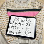 Madewell Fair Isle Stripe Sweater XS Light Gray Pink Gold Green Cozy Knit Photo 8