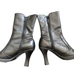 Steve Madden VTG Y2K Kinko Leather Side Zip Up Boots Black Size 7B 3” Heel Photo 1