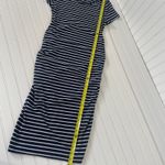 Isabel Maternity Navy Blue & White Striped Ruched Side Short Sleeve Dress Size S Photo 5