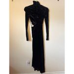 ALC Frank A.L.C. Sz 0 Midnight Navy Velvet Katherine Cut Out Turtleneck Asymmetric Gown Photo 5