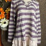 Doe & Rae ✅3/$30✅ NWT  Grape Striped Long Sleeve Lace Up Ruffle BabyDoll Top | SMALL | Photo 1