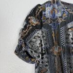 ZARA Sheer Burnout Velvet Mini Dress Geometric Print Puff Sleeve Size Small Photo 2