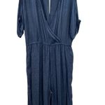 Anthropologie  Maeve Jaqueline Jacquard Jumpsuit Leopard‎ Print Navy Blue Size XL Photo 4