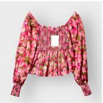 Rachel Parcell NEW Smocked Blouse Womens XS Pink Multi Floral Long Sleeve Top Photo 0