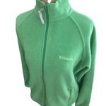 Columbia Mint Green Fleece Jacket Full Zip Pockets Logo Yellow Women's Small Photo 1