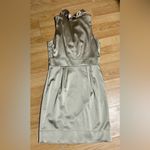 Just Taylor Dress 8 RUFFLE NECK SATIN SHEATH Pencil Evening Cocktail Old Gold Photo 1