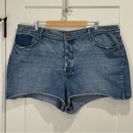 Good American  Bombshell Jean Shorts Shadow Pocket Raw Hem Blue Size 20 Plus Size Photo 3