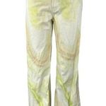 Stradivarius Women's Yellow White Tie Dye High Rise Wide Leg Denim Jeans Size 4 Photo 0